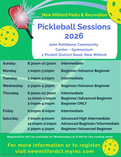 explanation of dates for pickleball sessions