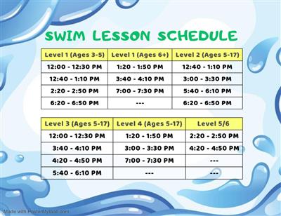 swim lesson schedule